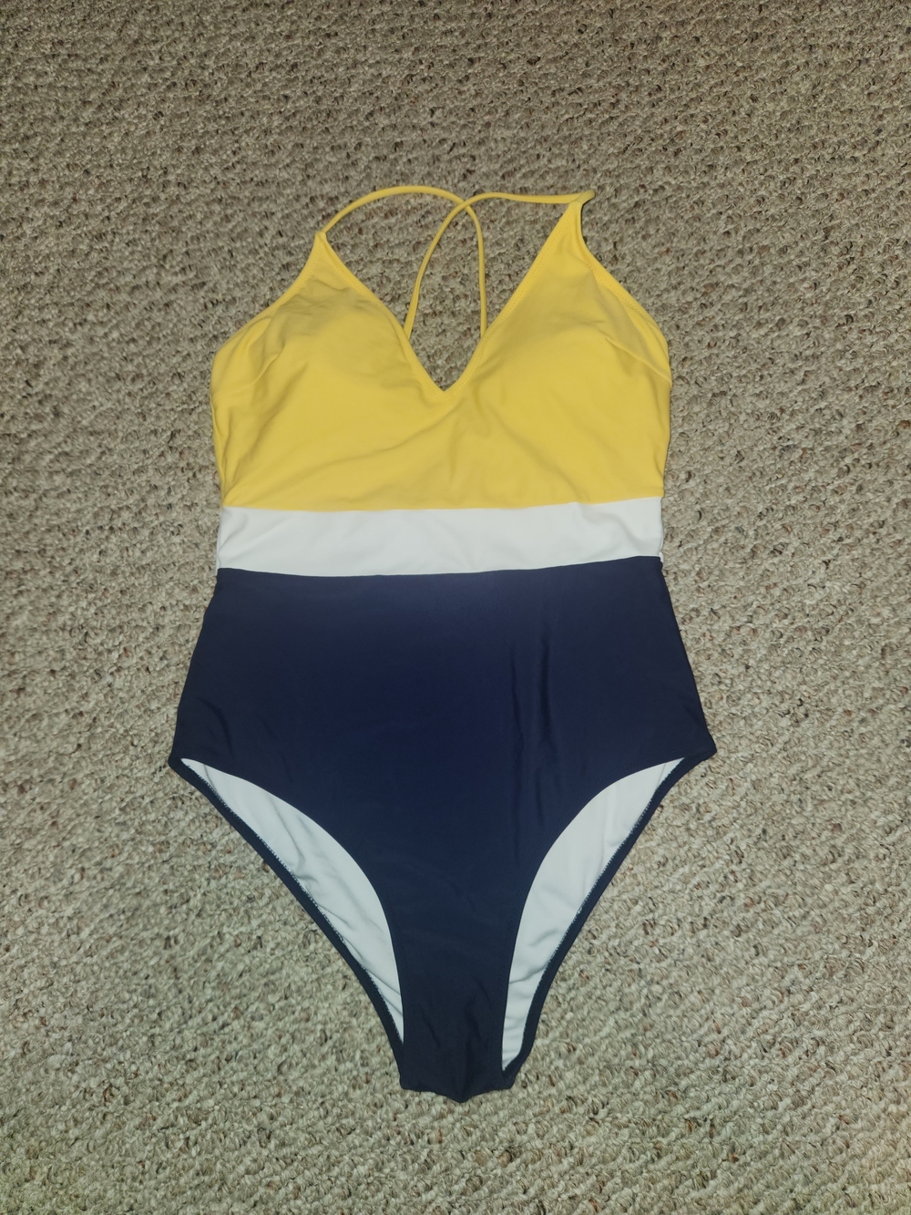 Cupshe Yellow & Navy Colorblock One-Piece Swimsuit